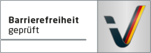 Logo Reisen für alle - Text: Barrierefreiheit geprüft