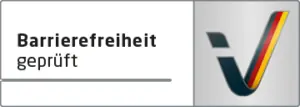Logo Reisen für alle - Text: Barrierefreiheit geprüft
